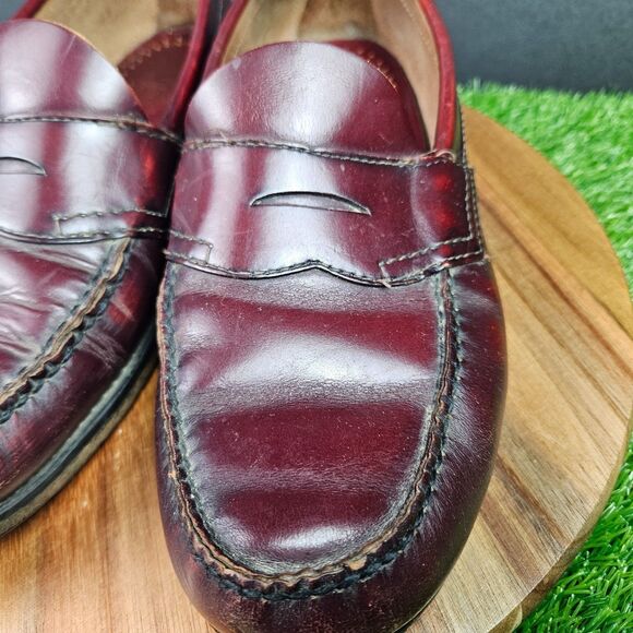 GH Bass Weejuns Logan Shoes Mens Size 9.5 D Burgundy Leather Penny Loafers main image 12